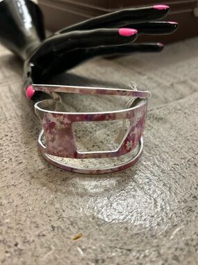 Limited Edition - Diesel Pink Floral Cutout Wide Cuff Bracelet NWOT